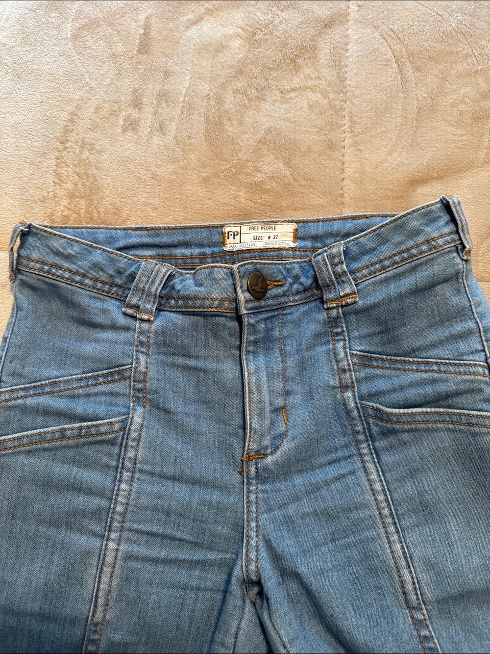 Free People Light Blue Flare Jeans with Panel Seams size 27